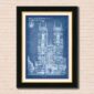 London Architectural Blueprint Art of Westminster Abbey - Framed Wall Art