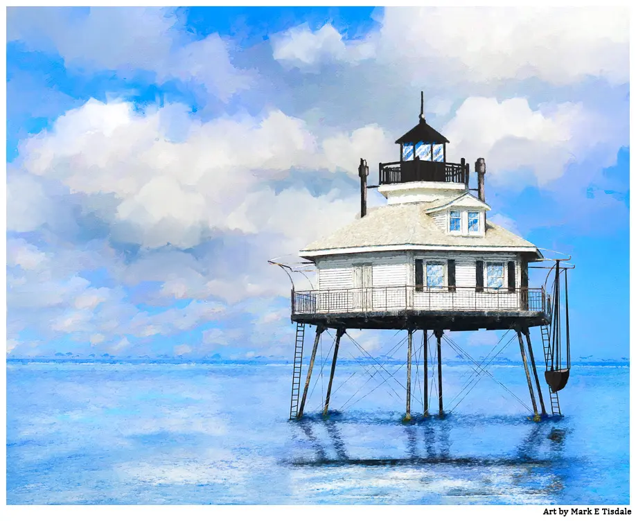 Alabama Lighthouse Art Featuring the Middle Bay Lighthouse near Mobile as it looked historically