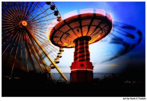 Amusement Rides In Motion On Chicago Waterfront