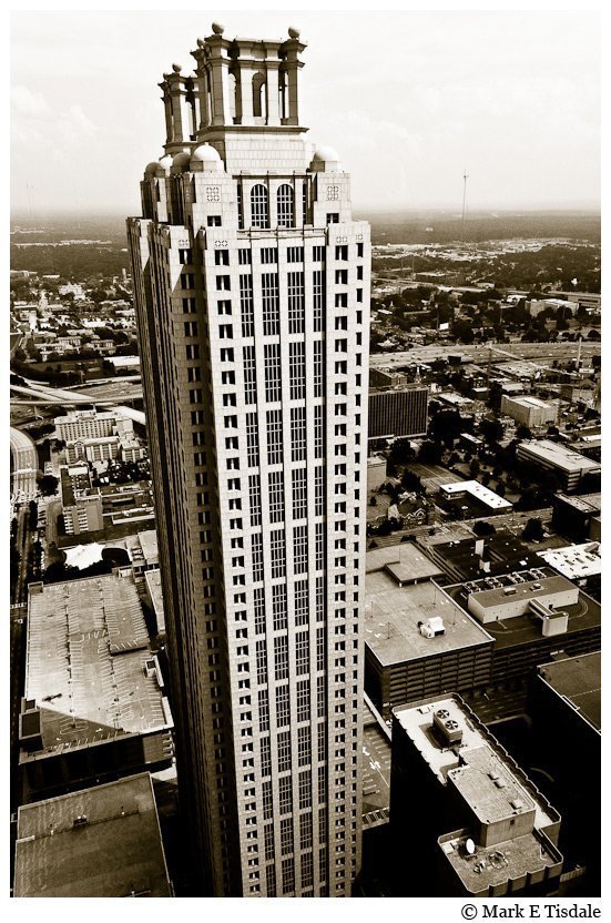 Black and White Aerial Picture of the Skyscraper at 191 Peachtree Street in Atlanta