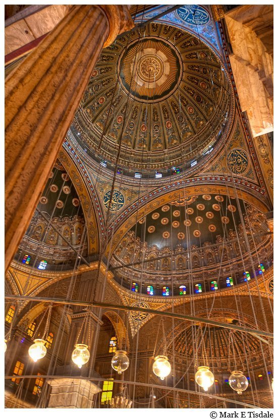 Cairo picture - the inside of the great domes of the Alabaster Mosque