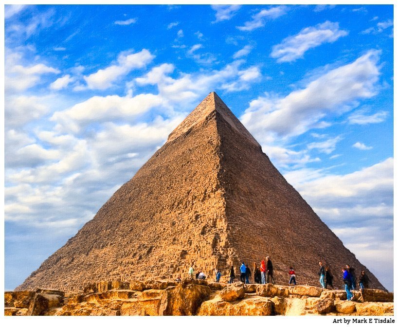 Pharaoh Khafre's pyramid - textured painteryly photo artwork