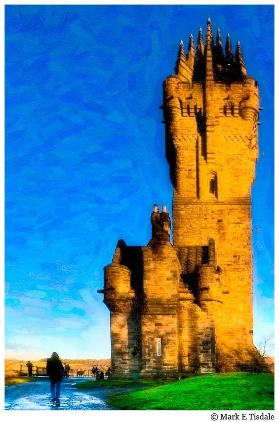 Textured Picture showing the monument to William Wallace near Stirling Bridge in Scotland