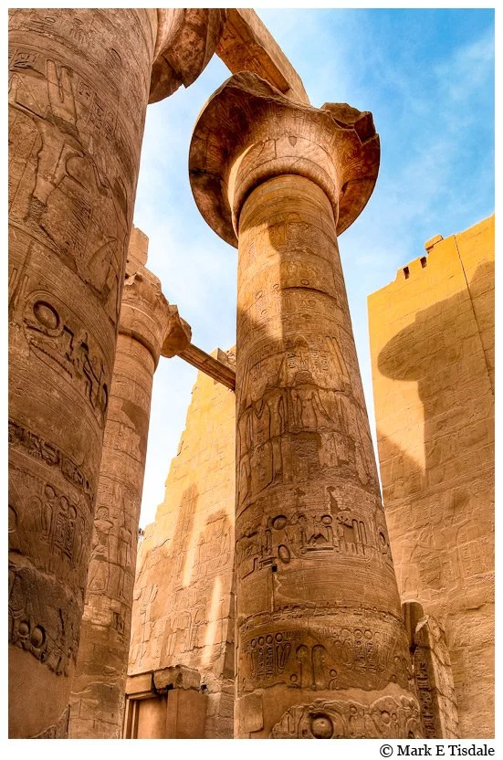 Picture of one of the massive Columns in the ruins of Karnak Temple near Luxor
