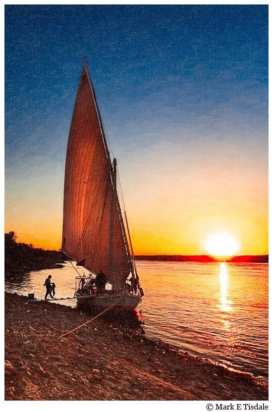 Picture of a Felucca on the Nile at sunset in Egypt