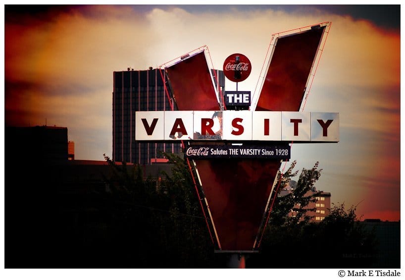 Photo of Atlanta's Varsity Sign at Dusk