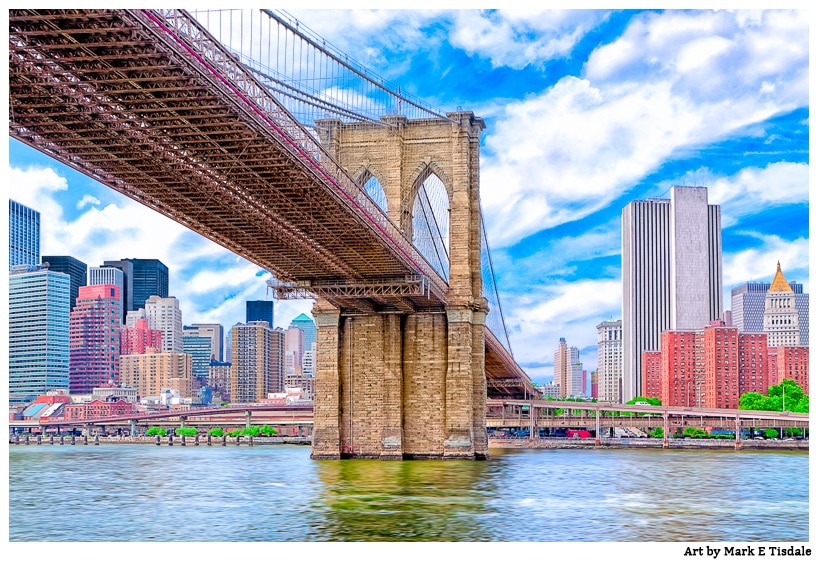 East River Photo of the Brooklyn Bridge and Manhattan