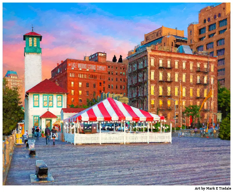 Brooklyn Textured Picture of the historic Fulron Ferry pier including the old Fireboat House