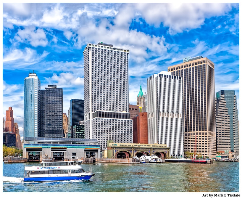 East River photo of Manhattan's Financial District in New York City