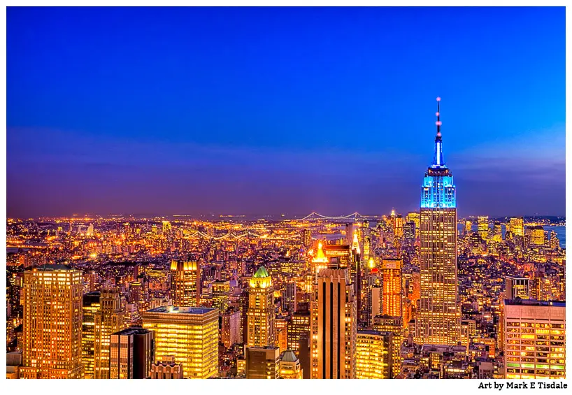 Photo for the New York City Skyline - golden lights and the Empire State Building