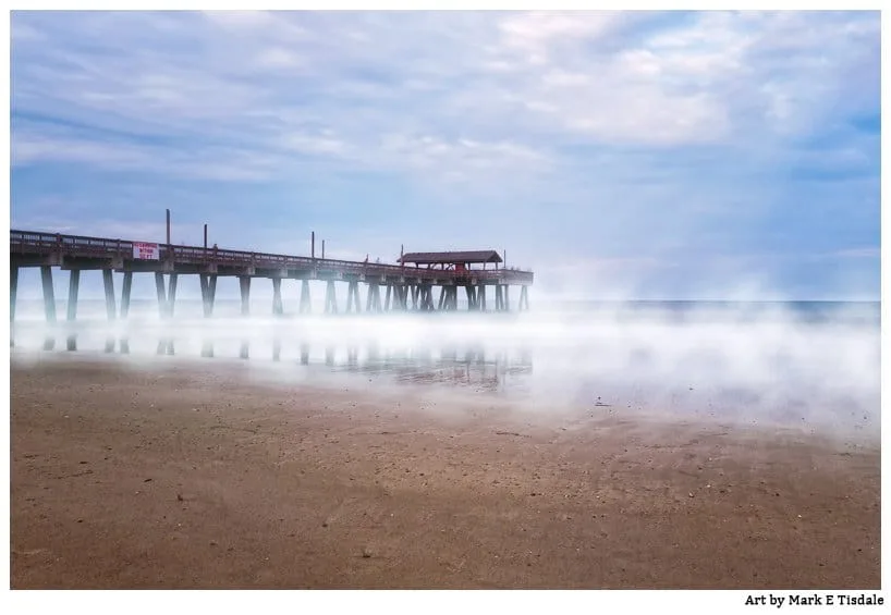 Art Print of mists under the pier at Tybee Island Georgia