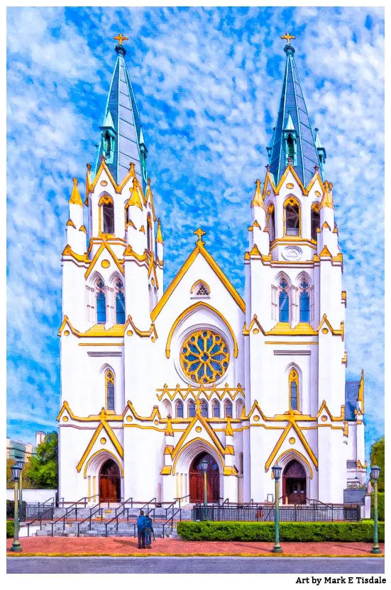 Textured Photo Art of Savannah Georgia Cathedral