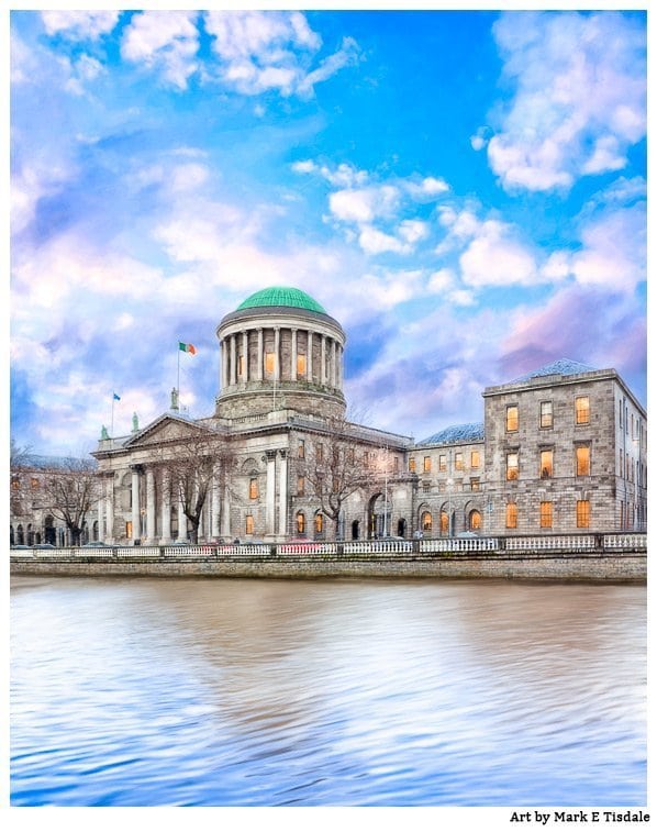 Painterly Picture of the Four Courts Buidling in Dublin Ireland