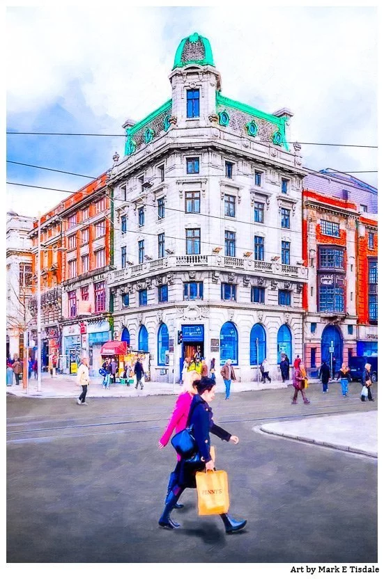 Painterly Style Photo of a street Scene in Dublin Ireland