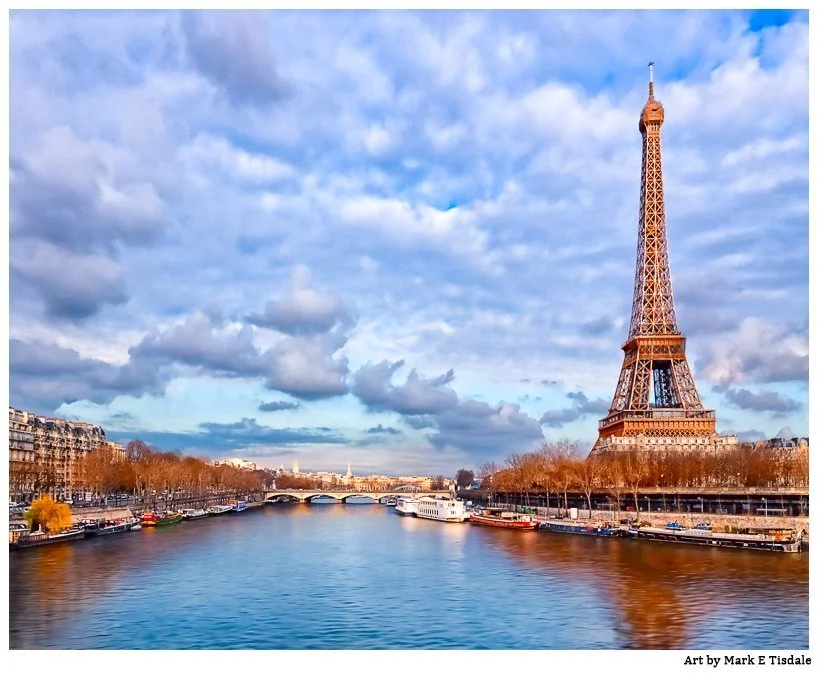 Seine River view of the famous Eiffel Tower