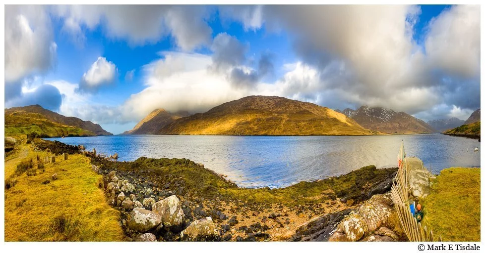 Landscape Panorama Picture taken along Killary Fjord in winter in Ireland