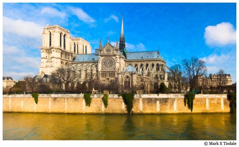 Panorama photo with textures - Featuring Notre Dame de Paris Cathedral