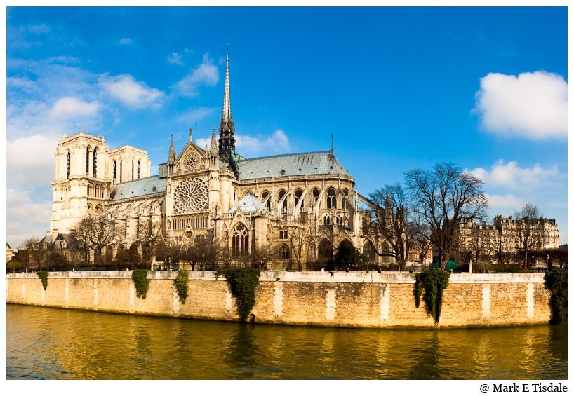 Wide Angle Photo of Paris's Beautiful Notre Dame de Paris Cathedral