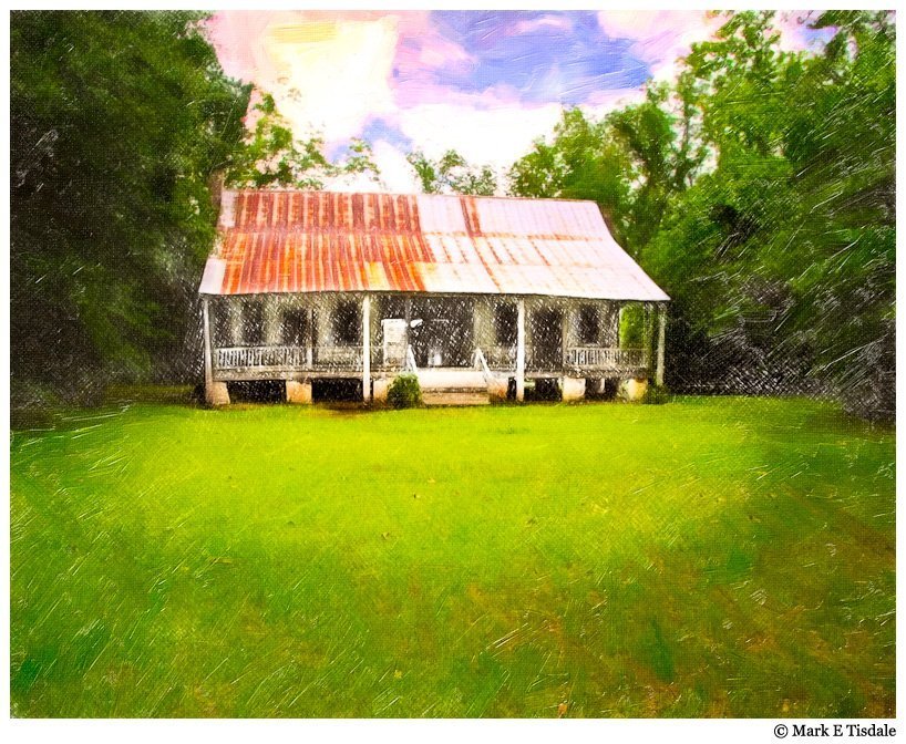 Asa Johnston Home - Conecuh County Alabama - Textured Photo Art A Classic Dogtrot in Rural Alabama - Textured Picture