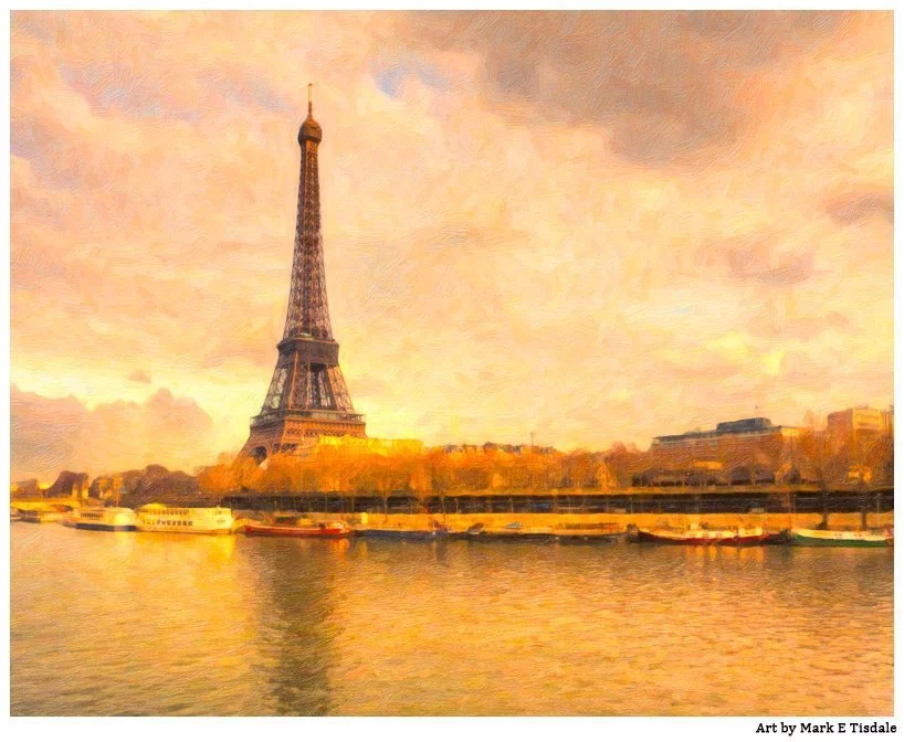 The Eiffel Tower in soft winter light - textured