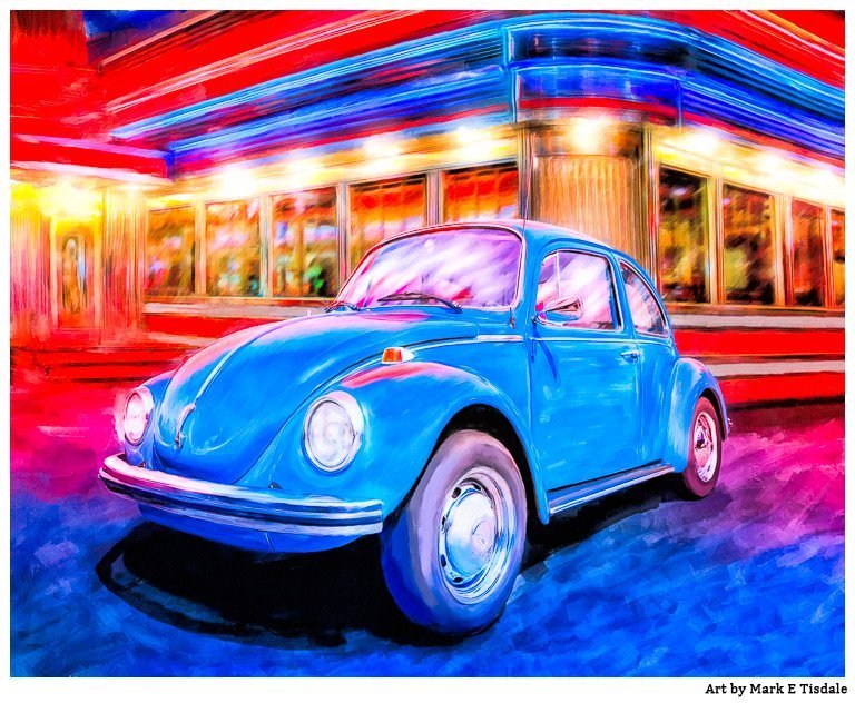Blue Volkswagen Beetle Artwork by Mark Tisdale