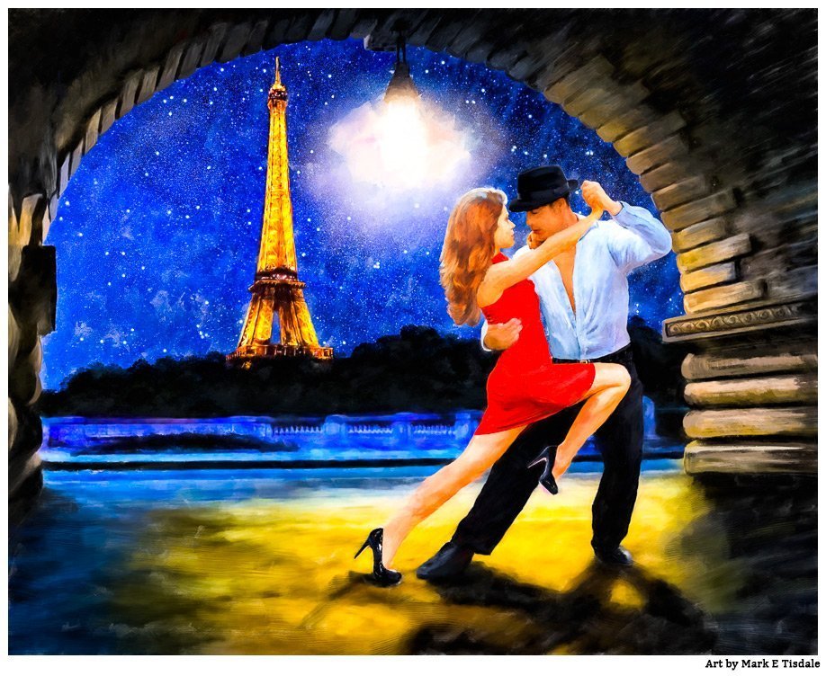 Eiffel Tower Romance Painting - Latin Dance Art Print Of A 