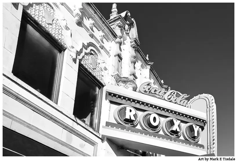 Atlanta Black And White Photos - The Old Roxy Theatre Marquee