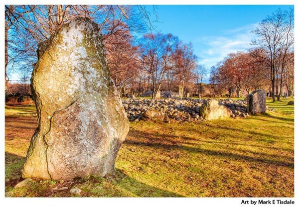 Balnuaran of Clava Print by Mark Tisdale - Neolithic stones and cairns in Scotland