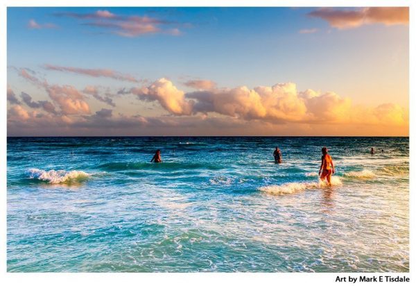 Caribbean Sea Sunset in Playa del Carmen - Print by Mark Tisdale