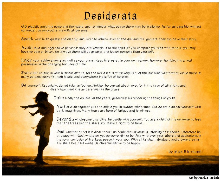 Desiderata Poem Print Child Of The Universe Inspirational Art