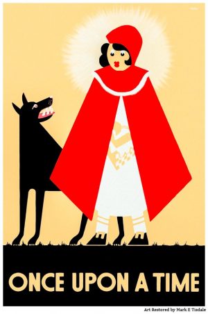 Vintage Poster Depicting Little Red Riding Hood - Restored by Mark Tisdale
