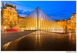 Louvre Pyramid At Night - Paris Print by Mark Tisdale