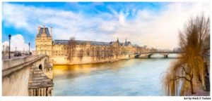 The Louvre on the River Seine - Paris Panorama Print by Mark Tisdale