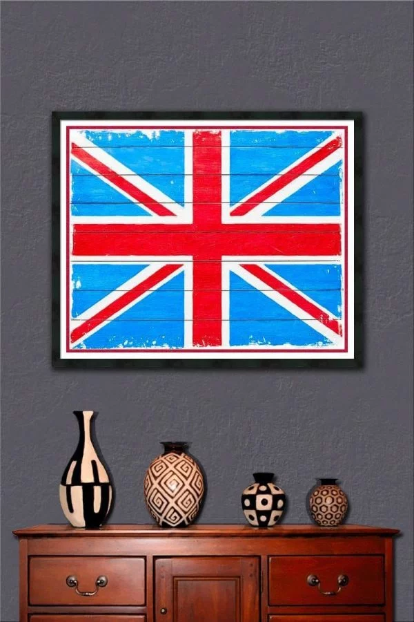Rustic British Union Jack - Framed Wall Art