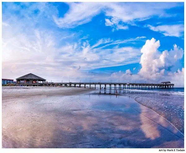 The Pier on Tybee Island Georgia - Georgia Coast Landscape Art Print by Mark Tisdale