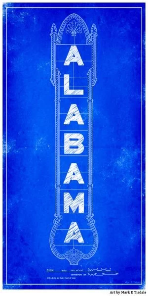 Art Print of the Alabama Theatre Marquee Blueprints