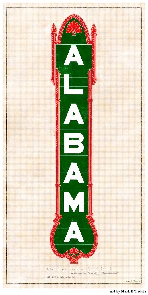 Alabama Theatre Sign - Birmingham Art Print by Mark Tisdale