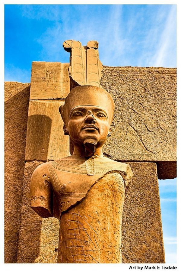 Art print of King Tut Statue in the Ruins of Karnak Temple - Egypt