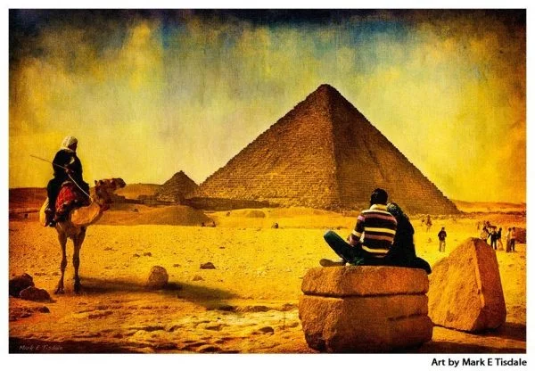 Art print of the Ancient Pyramids of Egypt - Giza Plateau