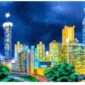 Atlanta Skyline At Night Painting Print