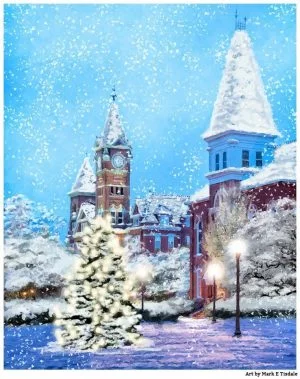 Auburn Christmas Spirit - Falling Snow Art by Mark Tisdale
