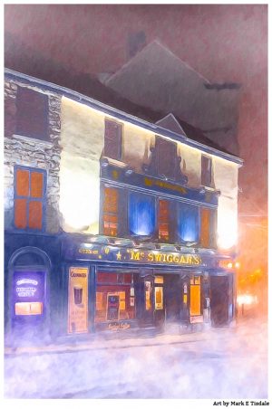 Authentic Irish Pub Print by Mark Tisdale - the Winter in Galway