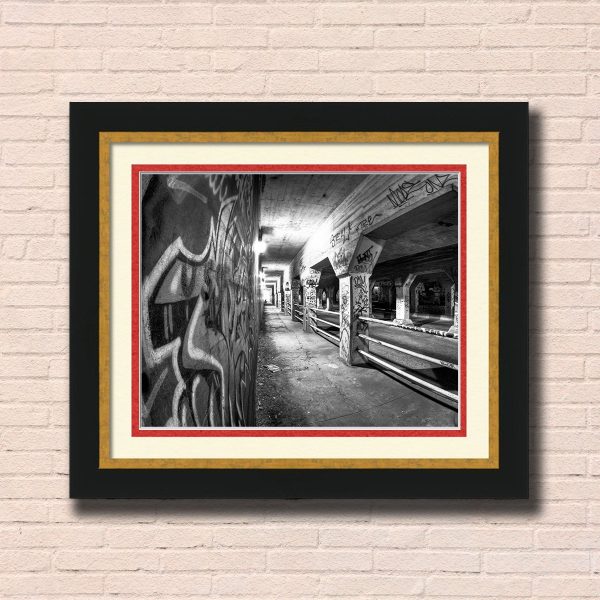 Black And White Krog Street Tunnel - Atlanta Framed Wall Art by Mark Tisdale