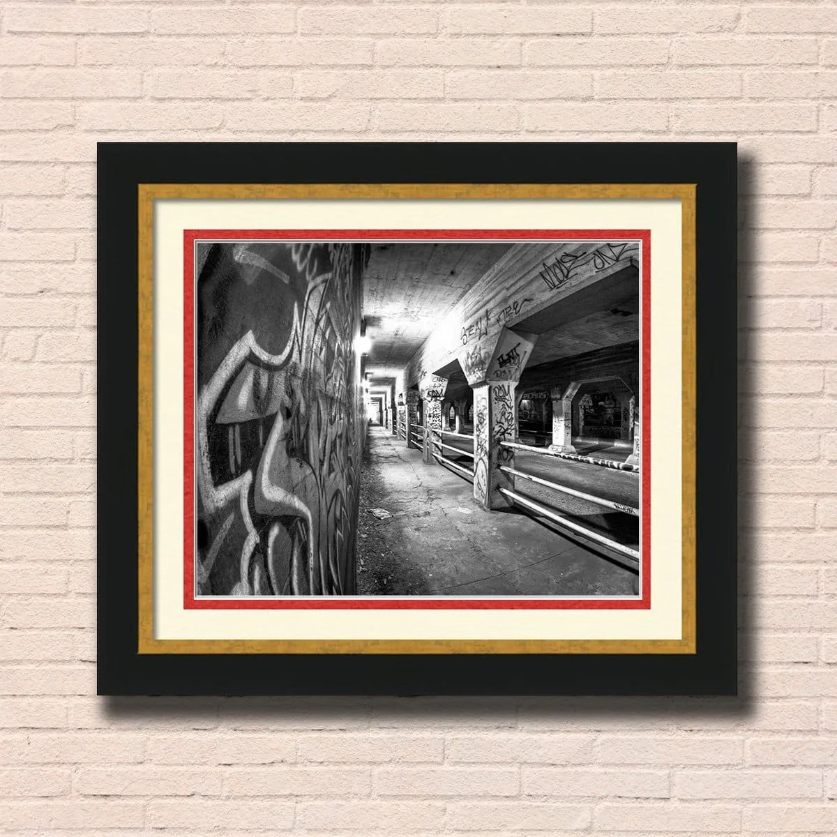 Black And White Krog Street Tunnel - Atlanta Framed Wall Art by Mark Tisdale