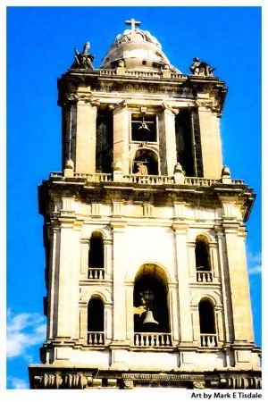 Mexico City Cathedral Bell Tower Print by Mark Tisdale