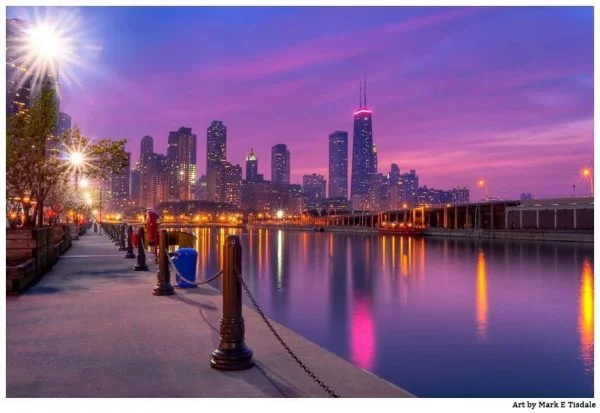 Chicago Skyline as Dusk Falls - Print by Mark Tisdale