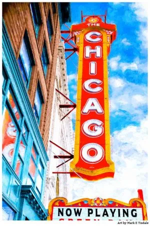Classic Chicago Theatre Sign Print By Mark Tisdale