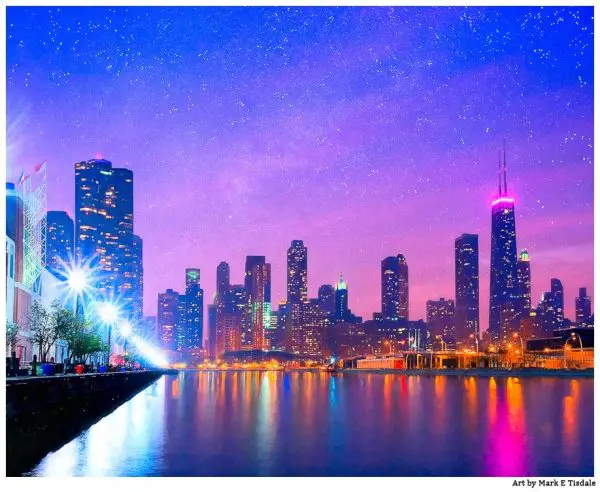 Chicago Waterfront at Dusk Art by Mark Tisdale