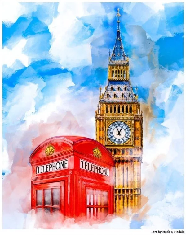Big Ben & A British Telephone Booth - Classic London Art Print by Mark Tisdale