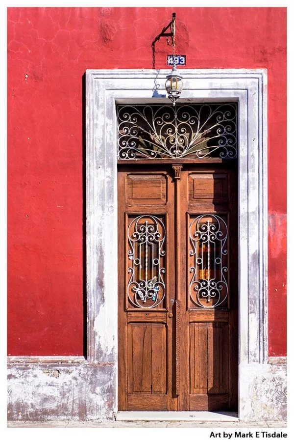 Classic Old Wooden Door - Colorful Mexican Architecture Print by Mark Tisdale